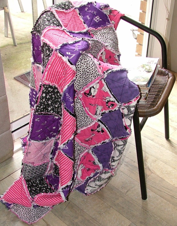 Girly girl double sided throw rag quilt