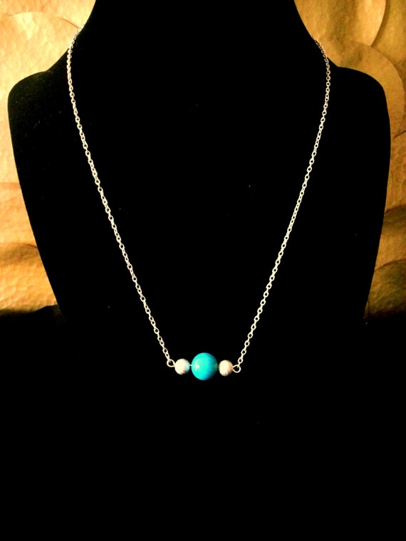 Teal & Silver Bead Necklace by KoreisKreations on Etsy