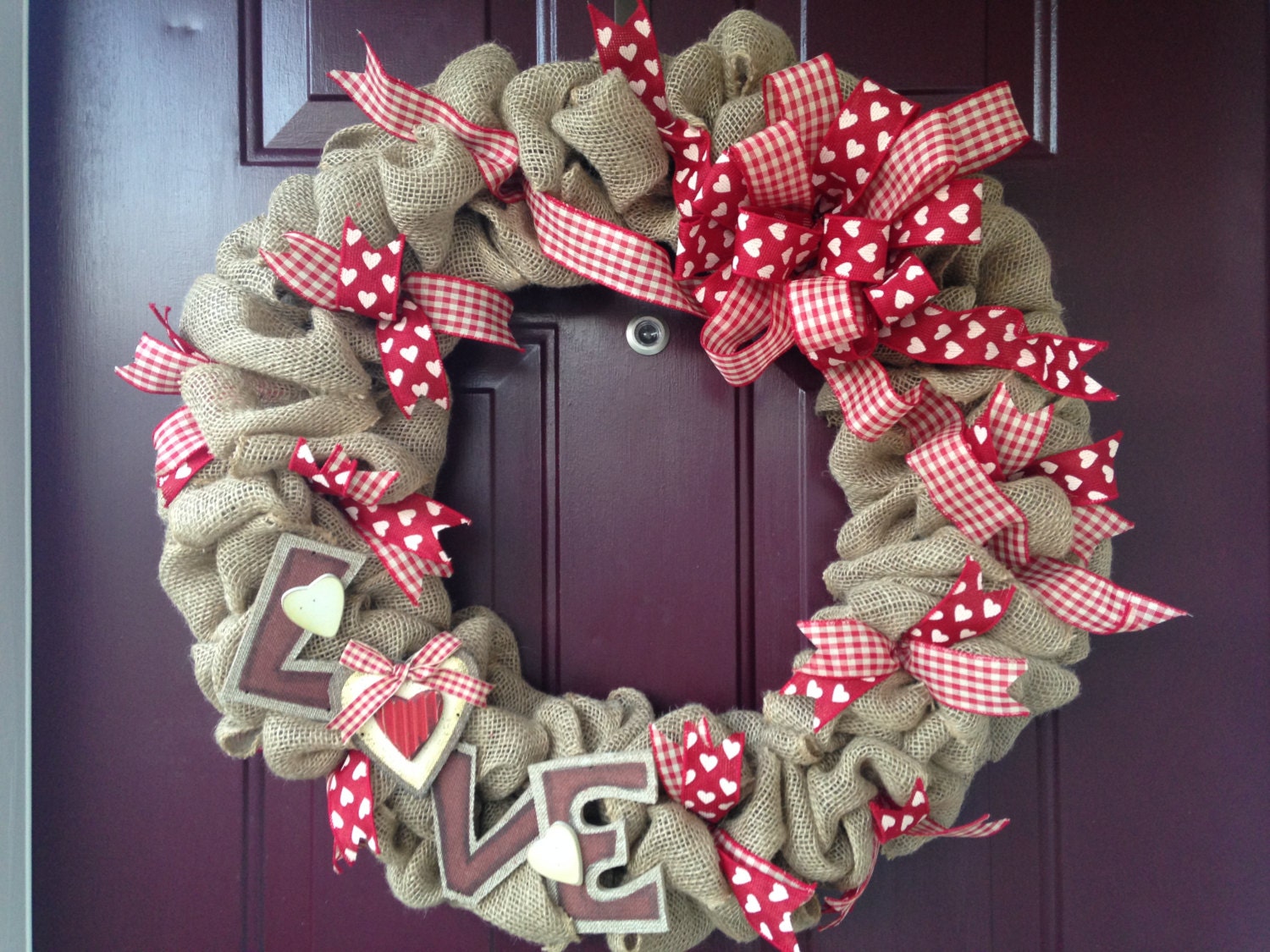 24 Love Burlap Valentines Day Wreath 7467