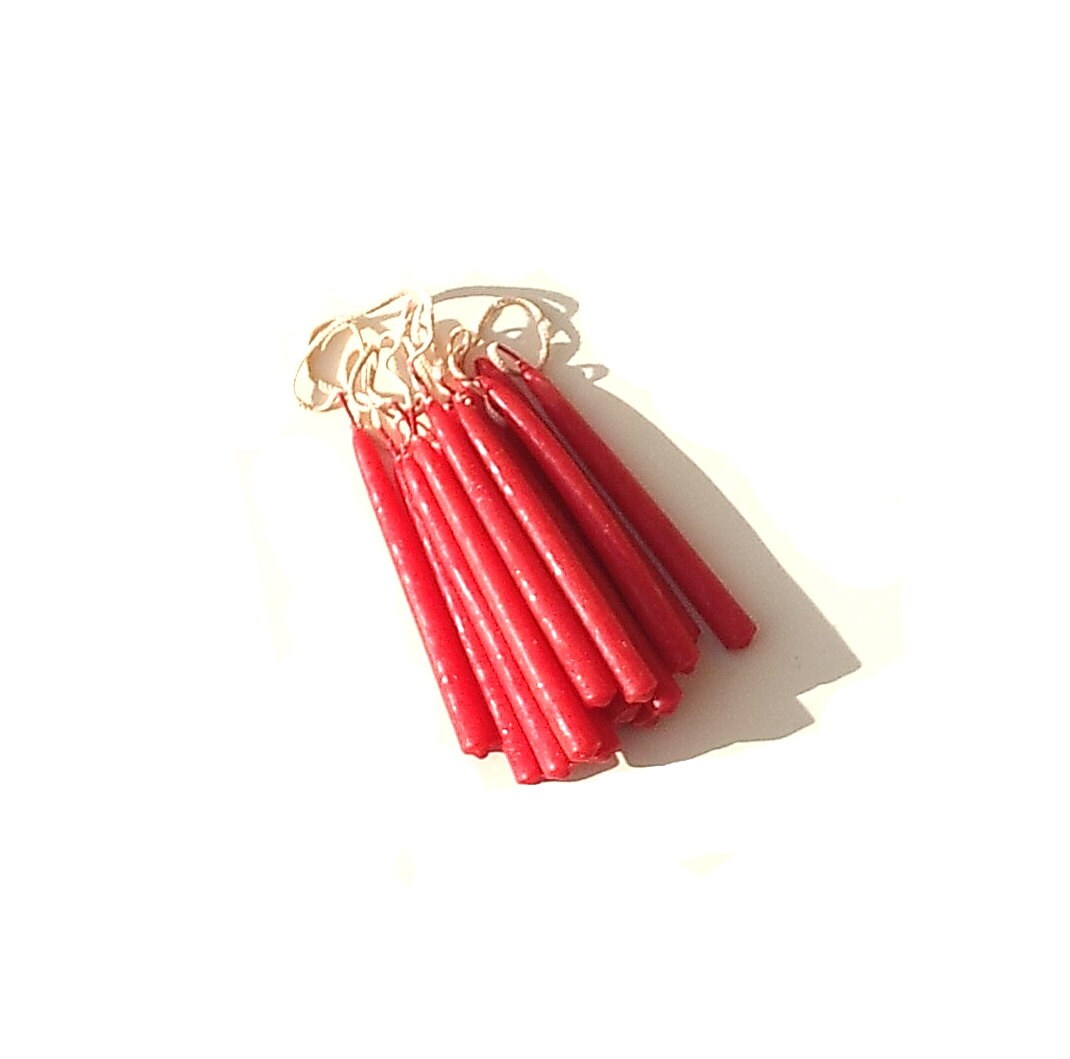 Candles Hand Dipped Wax Taper Connecting Wick Red Candles