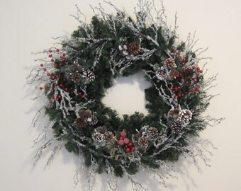 Christmas Wreath, Winter Door Swag, Garland. Ice Branches, Snow Covered ...
