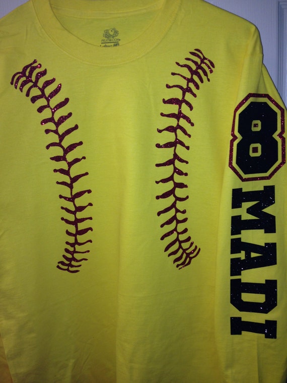 Custom Long Sleeve yellow or white stitching softball/baseball shirt
