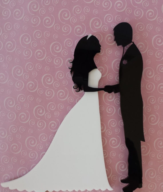 Wedding Cake Topper Silhouette Groom And Bride By Trueloveaffair 2992