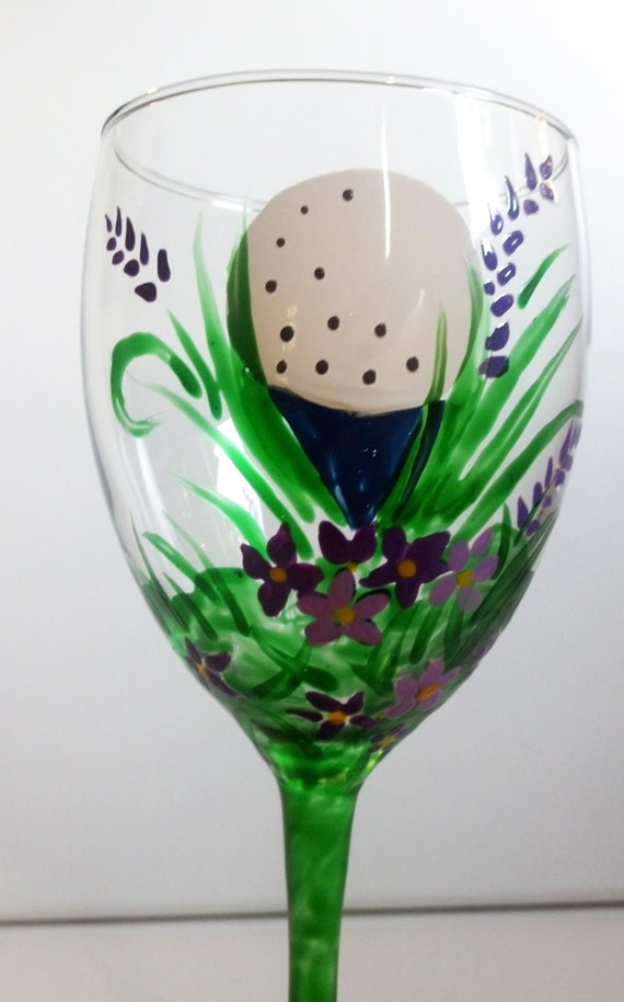 Items similar to Hand Painted Golf Wine Glass on Etsy