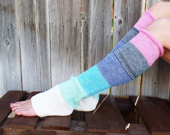 Multi Colored Knit Legwarmers, Womens Knitted Legwarmers, Womens Boot ...