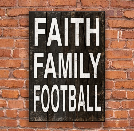 Faith Family Football handmade wooden sign by DesignHouseDecor