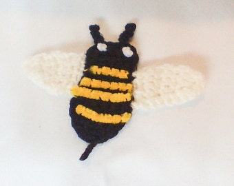 Crochet bumble bee applique hand knitted knit busy bee scrapbook ...