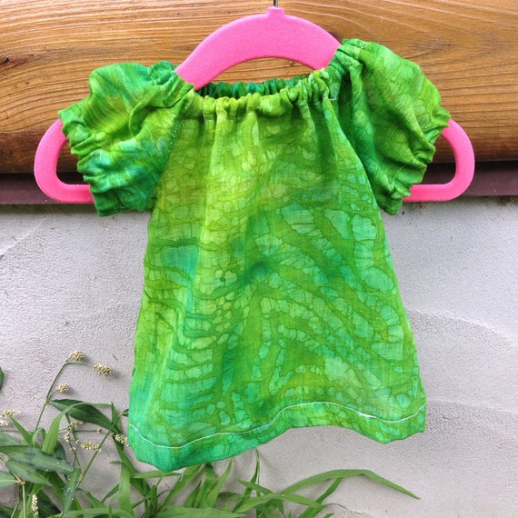 Baby Peasant Dress, green cotton, cute and soft