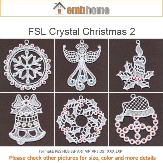 FSL Christmas Ornament Hotfix Crystal Machine Embroidery