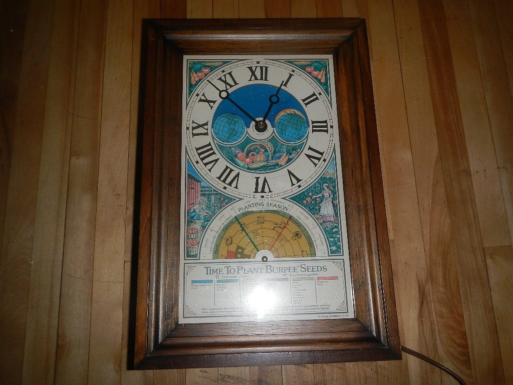 Vintage Burpee Seed Planting Clock Mantel by NeatVintageItems
