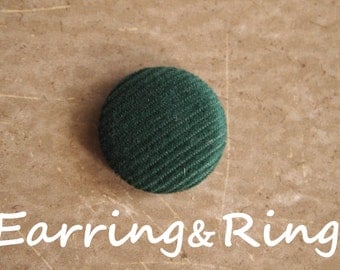 green corduroy fabric covered button earrings, fabric covered button clip on earrings, fabric covered button ring