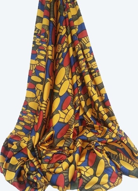 Items similar to Ankara Silk Satin Design African Print Wax Silk Satin ...