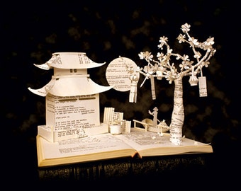 Paper Sculpture Fineart Postcard "Poésie chinoise" n-2 (daylight)