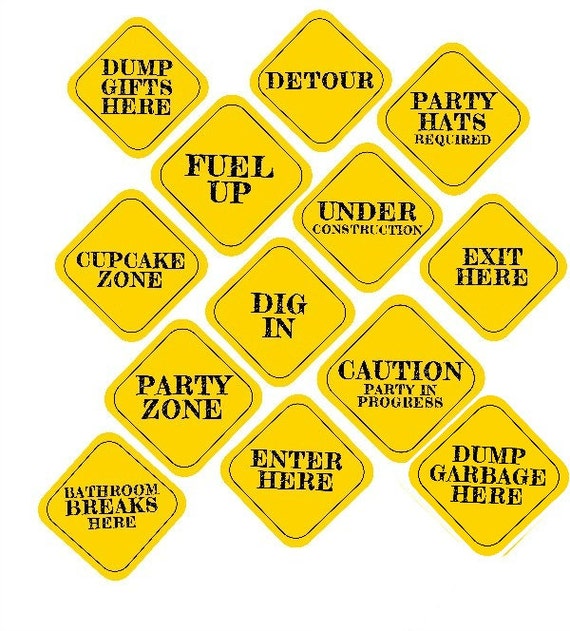 Epic image within free printable construction party signs Canny image with free printable construction party signs
