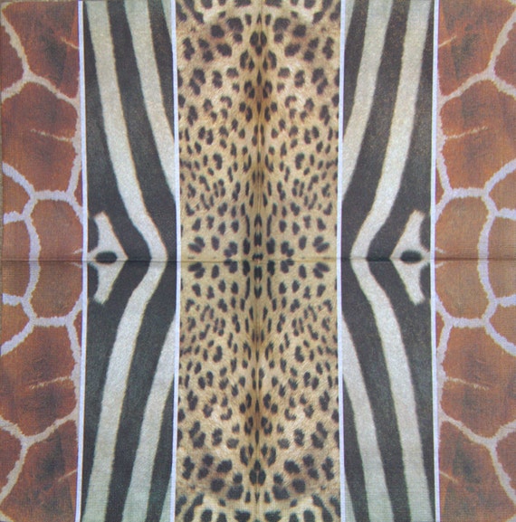10x African paper napkin serviettes No 32. Design of animal skins. Ideal for decoupage, collage