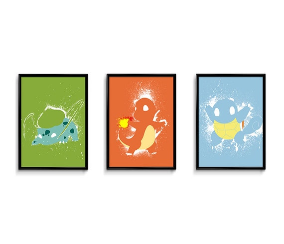 Pokemon inspired 24x18 splatter poster bundle