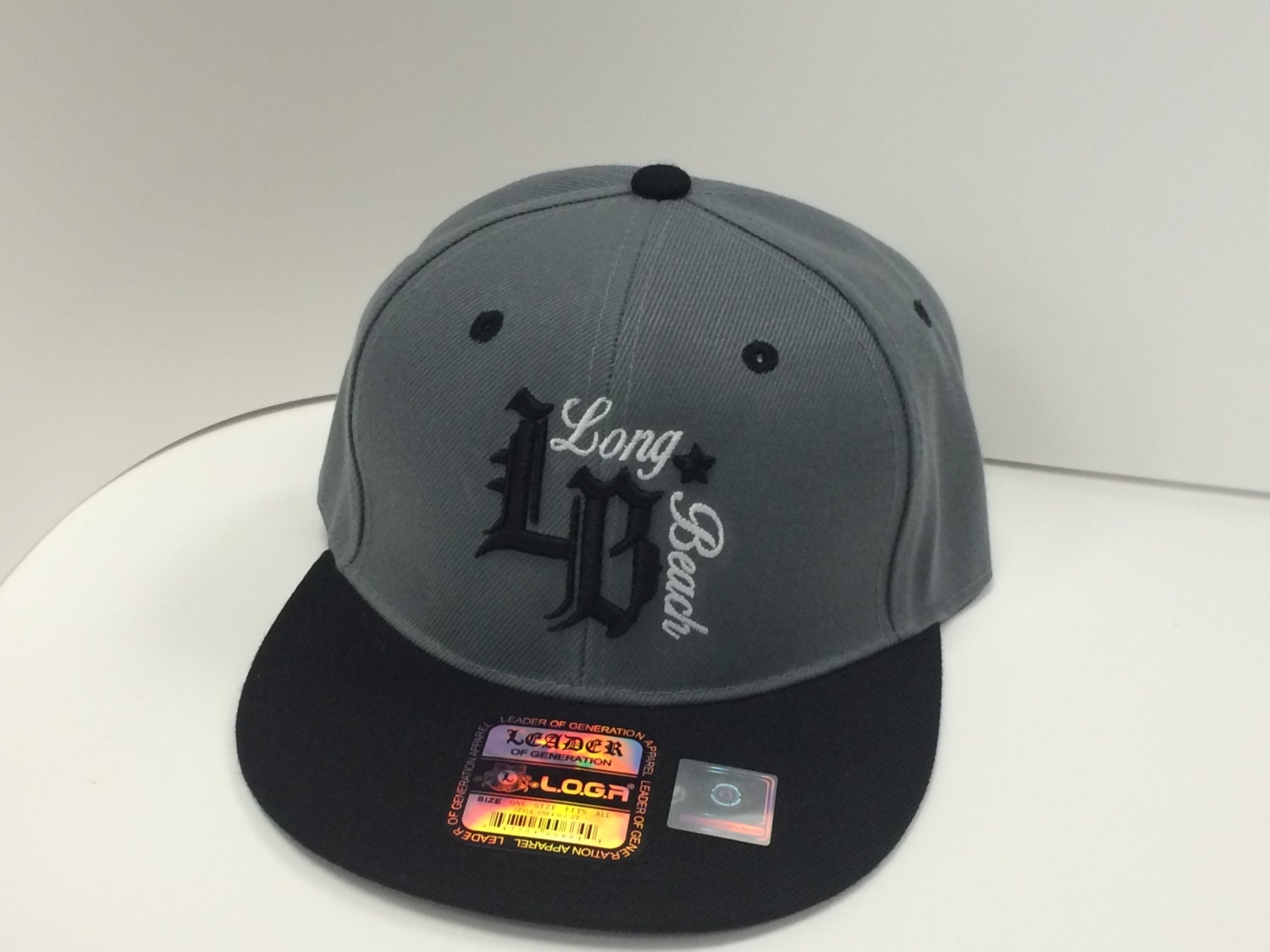 Flat Bill Snapback Cap Hat LONG BEACH Custom