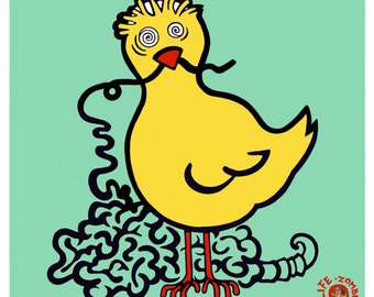 Framed Chick with Brains Print