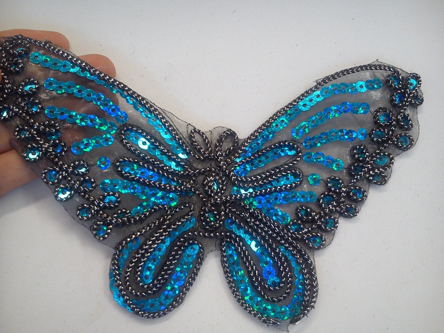 2 Large butterfly sequin applique embroidery lace by Interchainge1