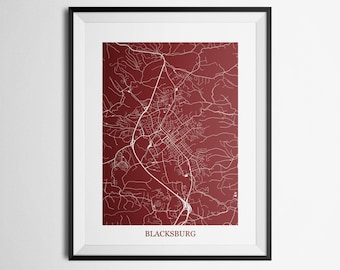 fair y va blacksburg craft Map Art Wall Blacksburg / Tech Print Virginia City University