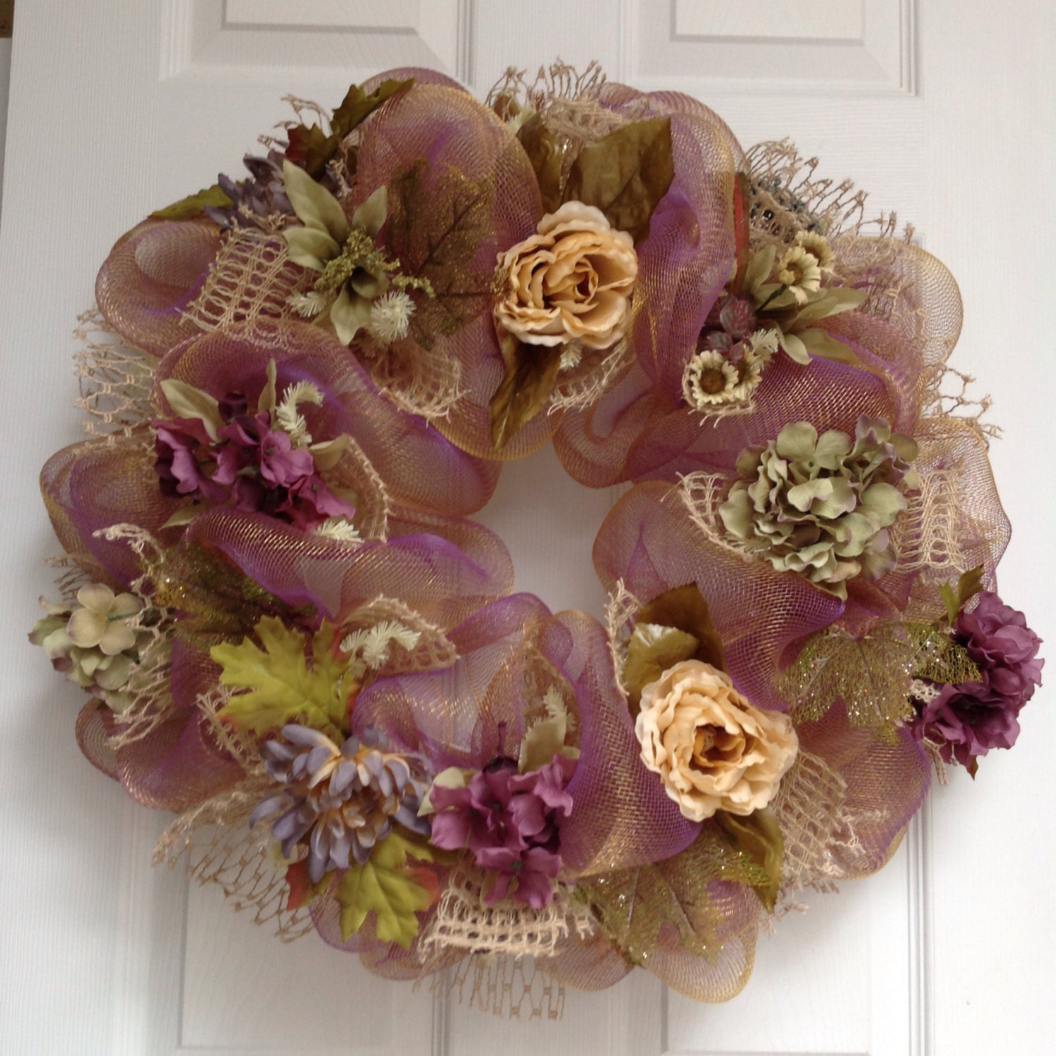 Pale Plum and Gold Floral Wreath