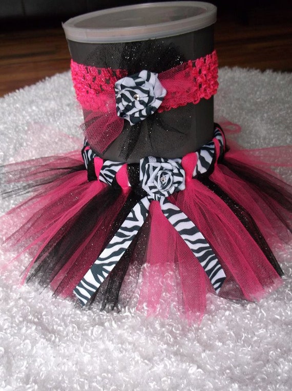 Items similar to Baby Girl Zebra, Hot Pink & Black Tutu with Matching