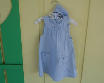 Sleeveless Blue  little girl's Dress with Diaper Cover Size 24 Months