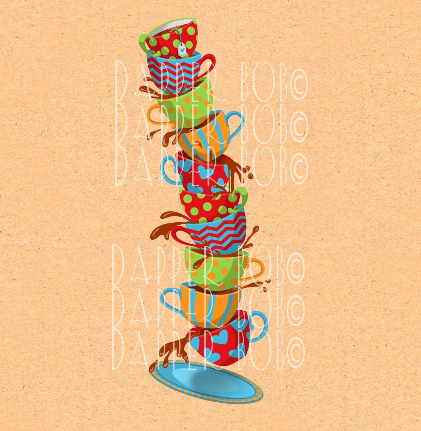Alice in Wonderland Stacked Tea Cups Clip Art by DapperBob on Etsy