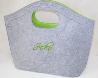Monogrammed Felt Hobo Tote Bag