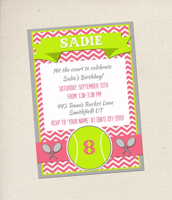 Tennis Birthday Party Invitations 6