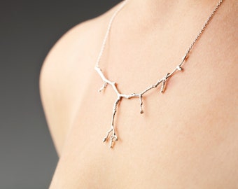 Silver Twig Necklace/ Branch Necklace/ Silver Necklace/Twig Designs/ Handcrafted Jewelry/