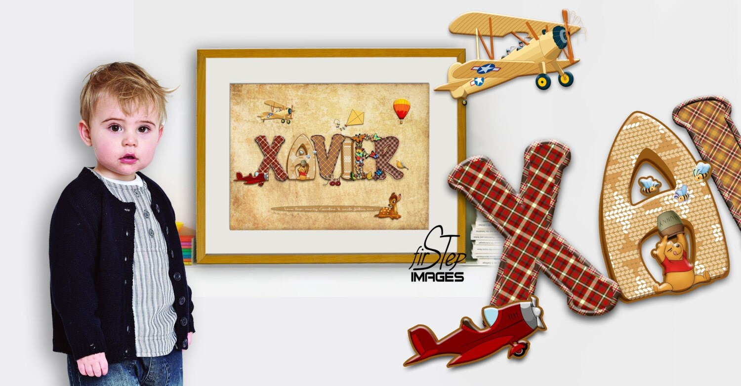 XAVIER illustrated baby name personalised giftbaby boy