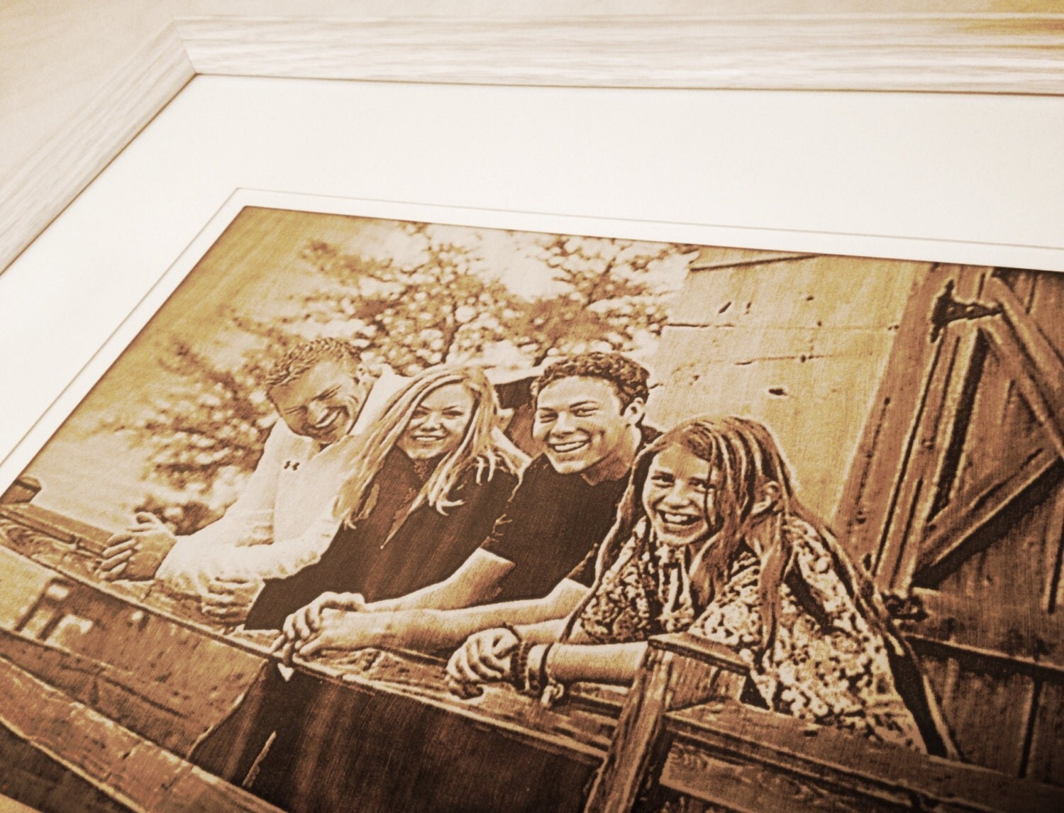 Laser Engraved Framed Wood Portraits Personalized Wood