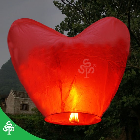 large heart shape paper lantern lights