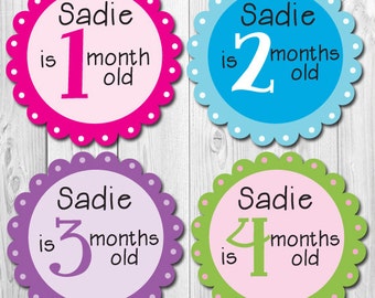 Girl Personalized Monthly Stickers, Baby Monthly Stickers Personalized, Month Stickers Girl Personalized, Custom Name Stickers