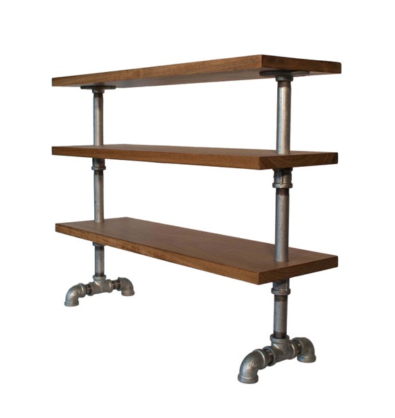Items similar to Freestanding industrial wood shelf with galvanized
