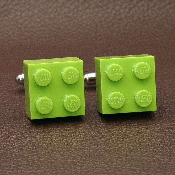 hand how with your bricks break Brick 2x2 Green Made Brand LEGO® Cufflinks from Blocks Lime