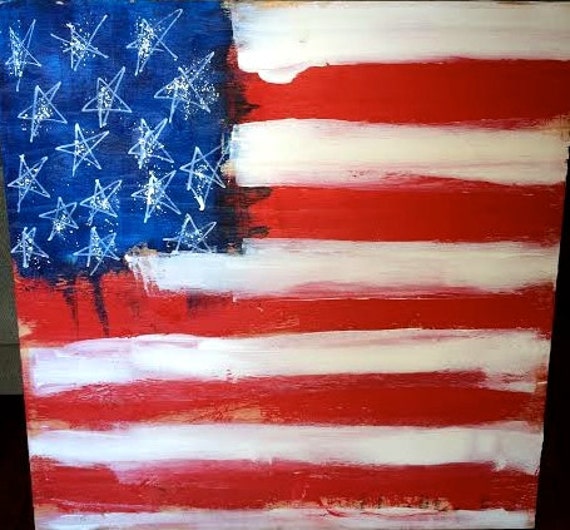 Items similar to American Flag on Recycled Plywood on Etsy