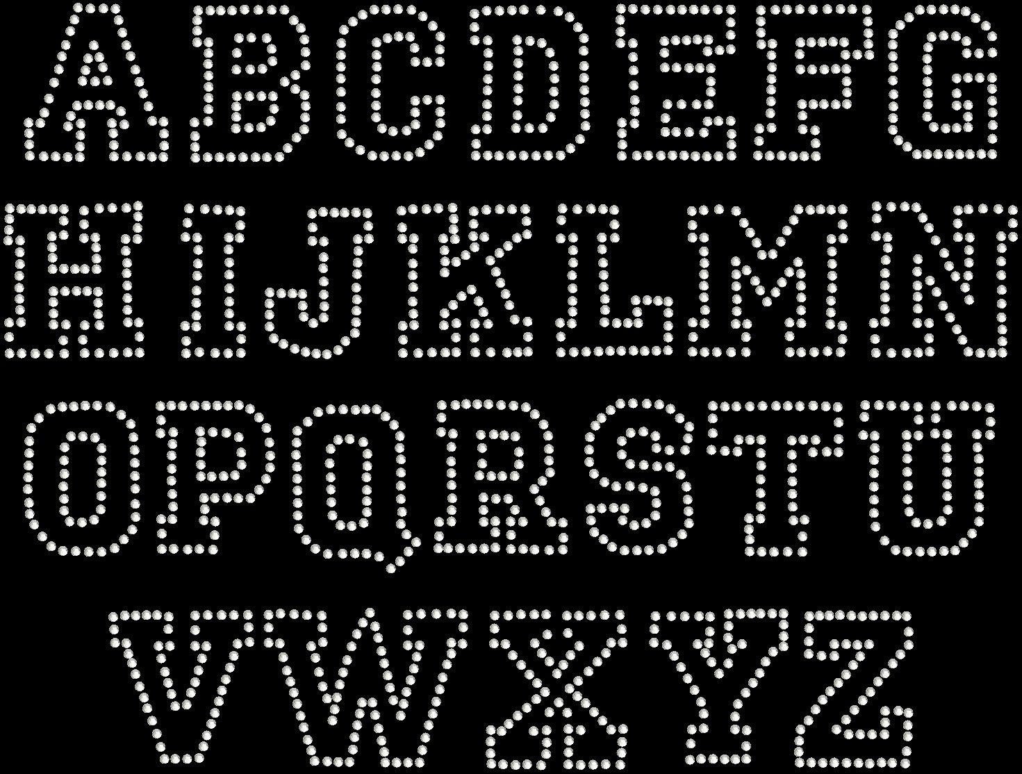 Open Athletic Block Font RHINESTONE Iron by RhinestonesTransfers