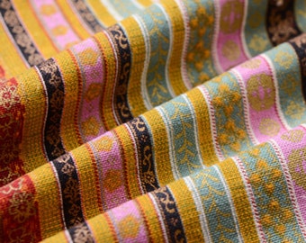 bohemia fabric,cotton linen fabric,floral linen fabric,flower fabric,colorful stripe fabric,room stripe curtain fabric,linen cushion fabric