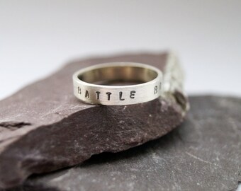 Personalised Stamped Sterling Silver Ring ~ stacking ring, stamped, statement ring, custom, initials, coordinates, personalized, wedding