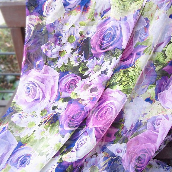 Real Silk Pink Flower Floral Fabric for Summer by no1fabricstore