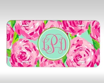 Monogram License Plate - Lilly Pulitzer Inspired Personalized Monogrammed License Plate Car Tag