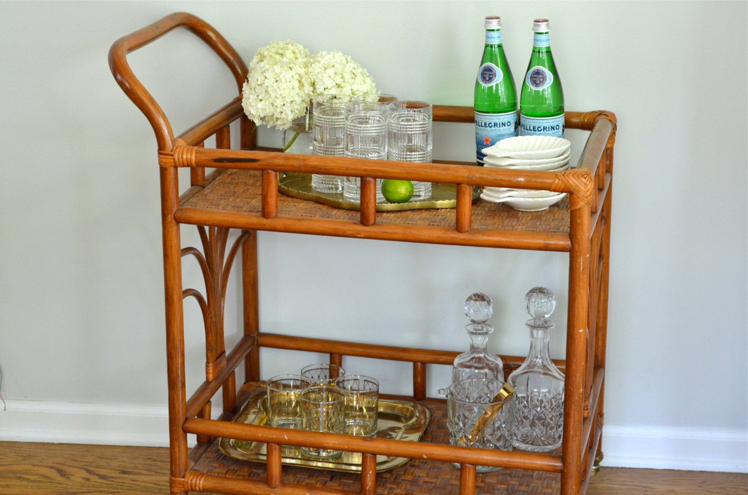 bamboo look kitchen bar cart