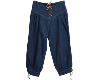 70s 80s PHILLIPE LAURENTE denim KNICKERS - vintage high waist cropped jeans - 1980s drop waist knickerbockers