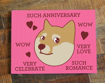 Doge Card "Such Anniversary" - Funny Anniversary Card, Cute Card, Shiba Inu, Shibe Doge, Shibe Card, Cute Dog Card, Animal Card