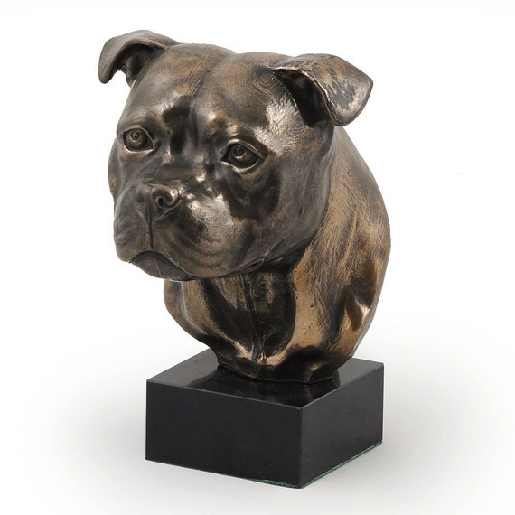 white staffordshire bull terrier statue