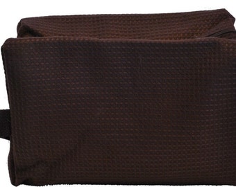 Personalized Waffle Cosmetic Bag Large Brown with FREE Personalization & FREE SHIPPING ww-brown
