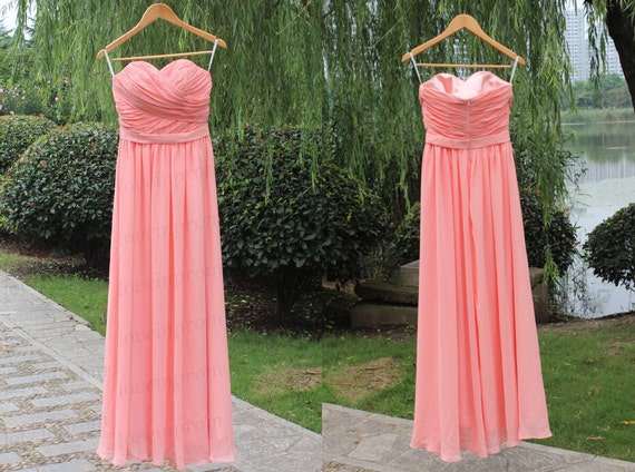 Pink Bridesmaid Dresshandmade Pleat Chiffon Wedding By Loveinprom 2474