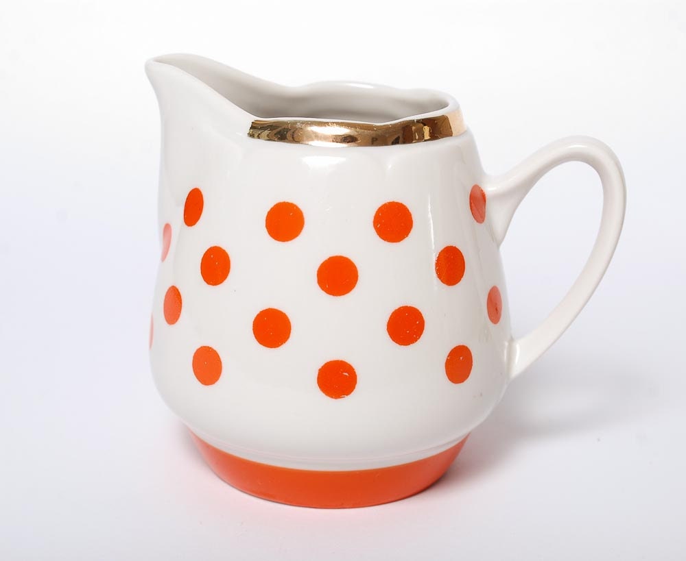 Vintage Porcelain Creamer, Red Polka Dot, Riga RPR (PR051) – Haute 